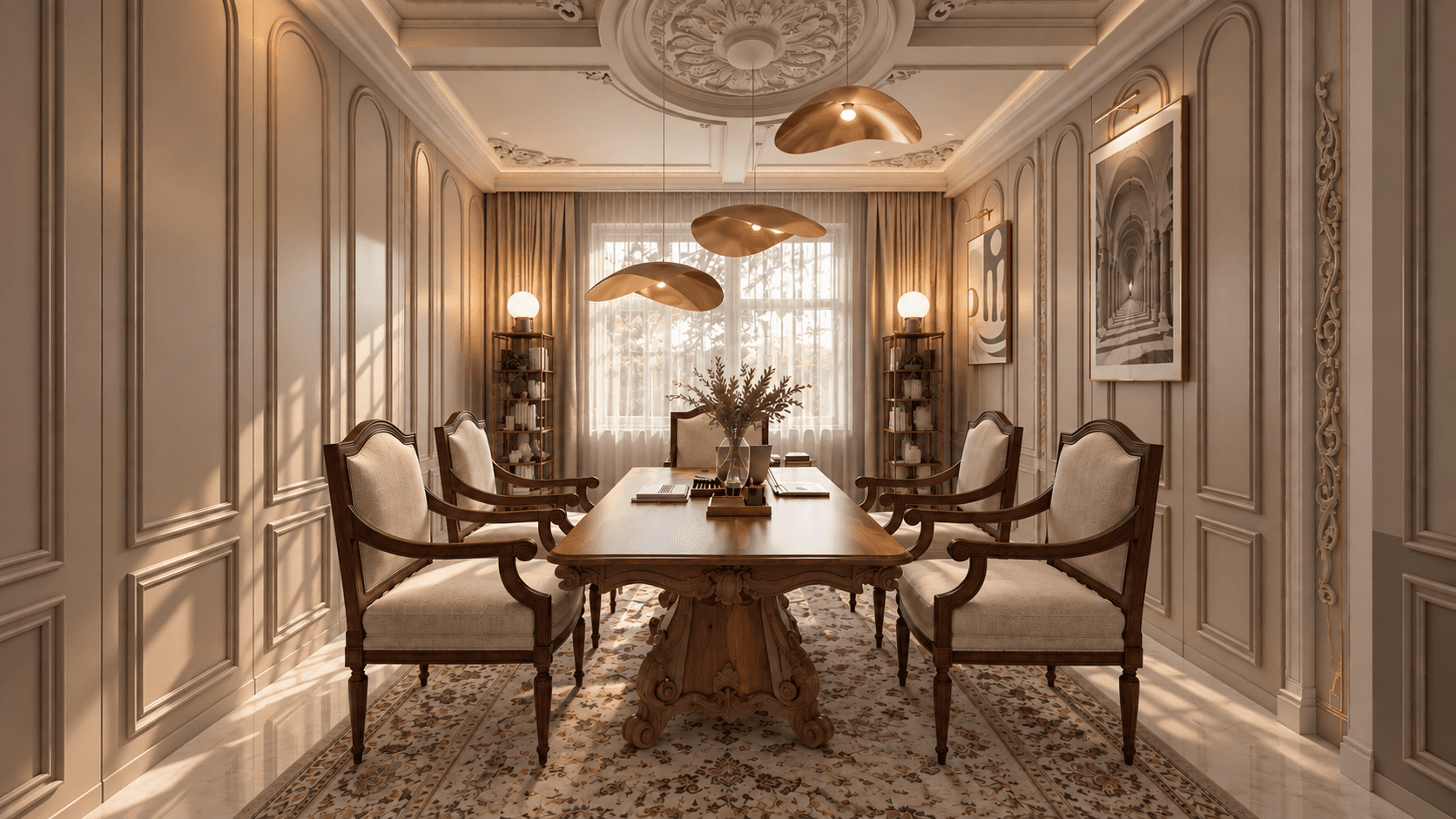 Classic Office · Conference Room — interior design by Hala Hussien, Dubai
